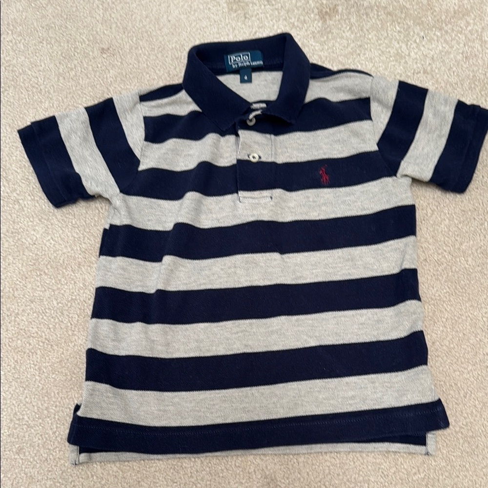 Polo by Ralph Lauren Kids Striped Navy and Gray Shirt